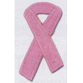 Pink Ribbon Embroidered Patch w/ Heat Sealed Back